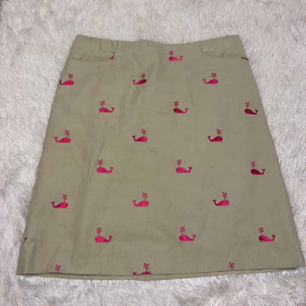 Vintage Lilly Pulitzer skirt corduroy khaki with hot pink whales size 4